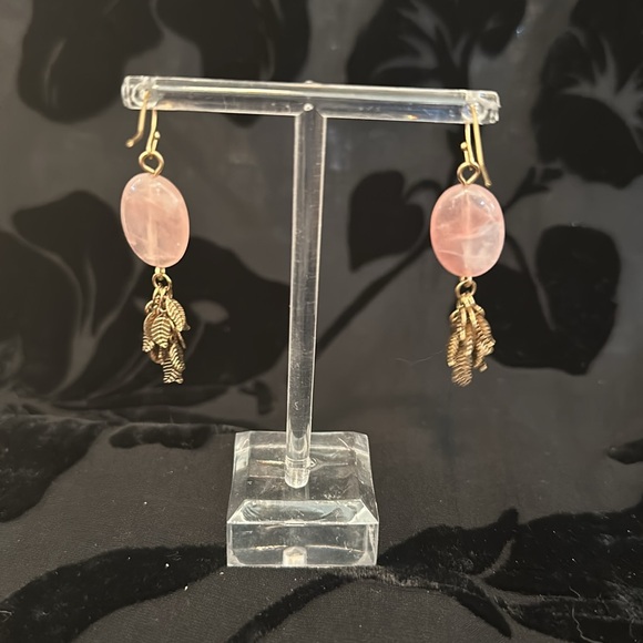 J.Jill Rose Quartz Gold tone Earrings New - Picture 2 of 3